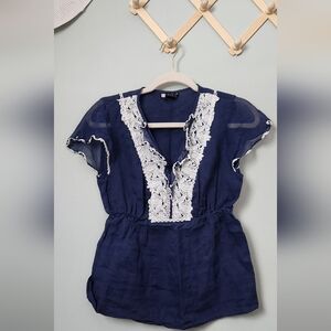 Carole Little 100% linen blouse size S